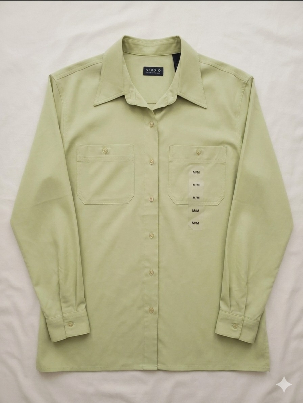 NWT Studio by Liz Claiborne Pistachio Green Utility Tunic Blouse Shirt Size M